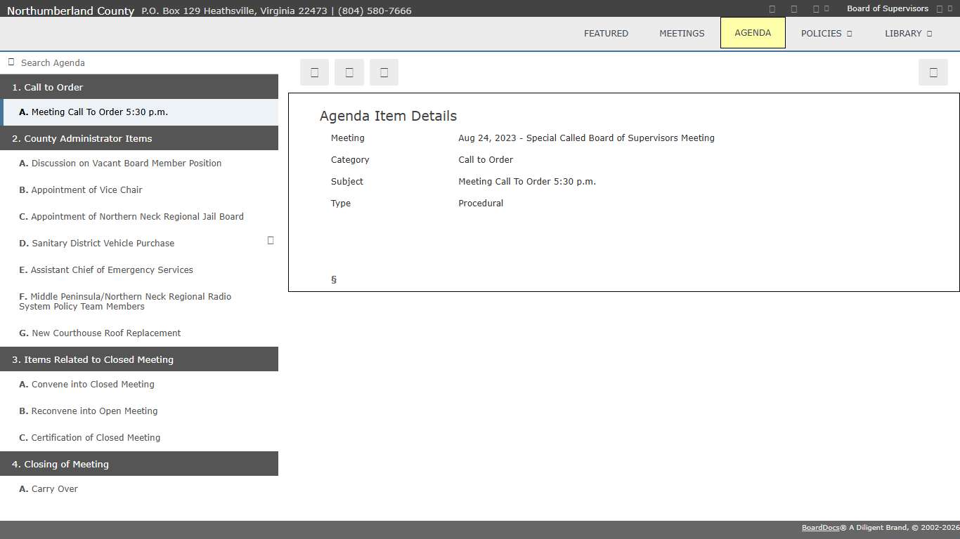 Featured - Northumberland County BoardDocs® Pro