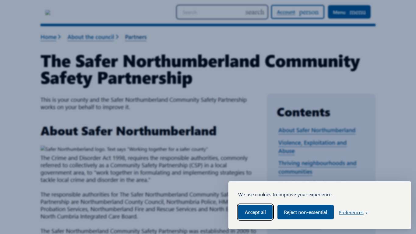 The Safer Northumberland Community Safety Partnership Northumberland County Council