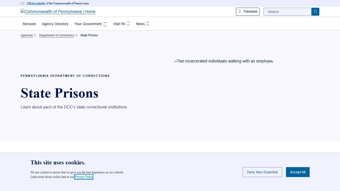 State Prisons Department of Corrections Commonwealth of Pennsylvania