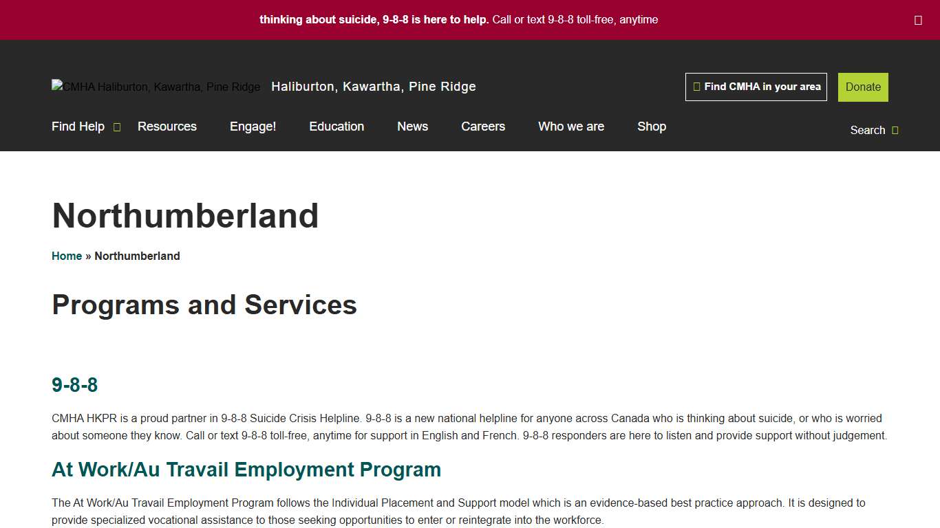 Northumberland - CMHA Haliburton, Kawartha, Pine Ridge